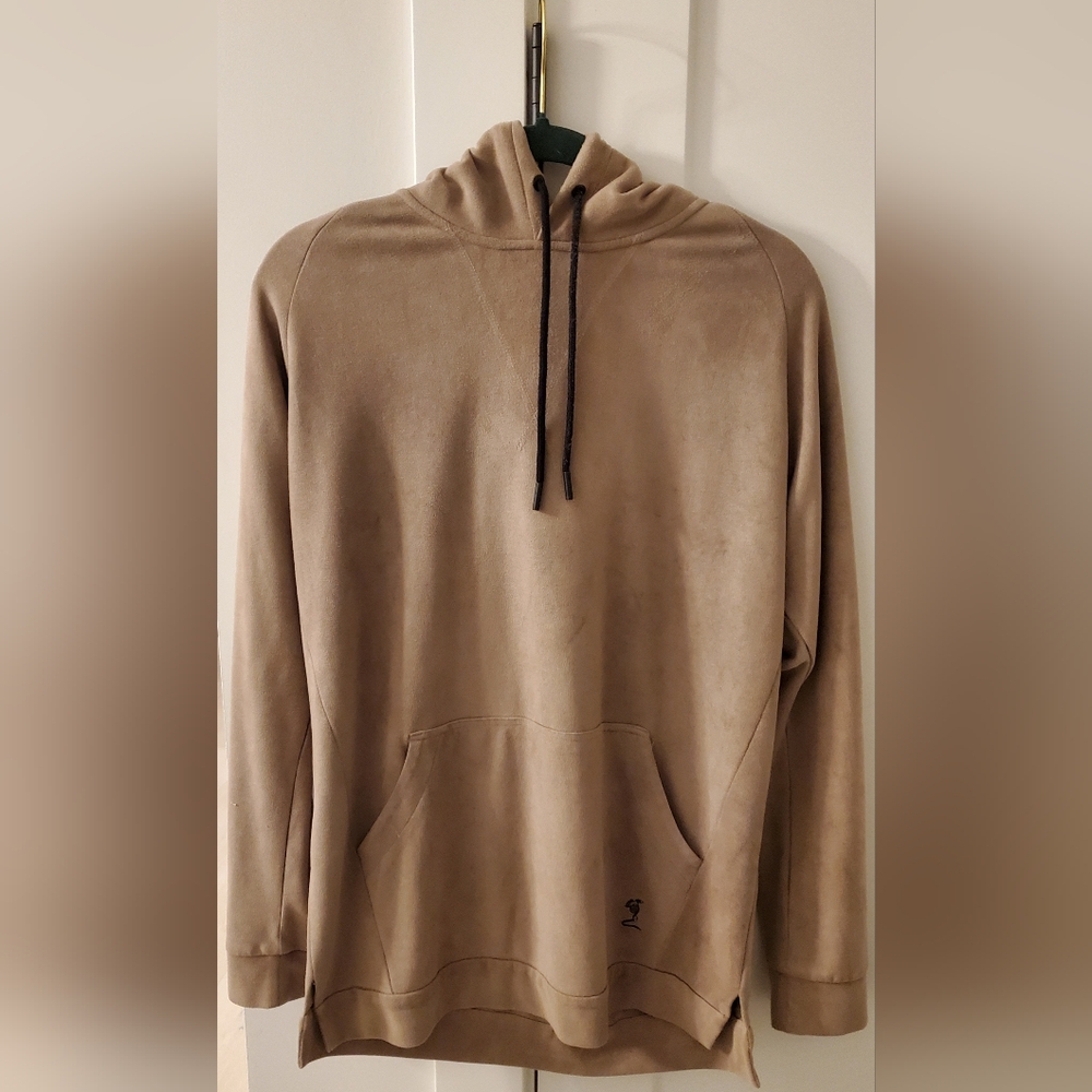 Religion-Gorgeous faux suede hoodie,Luxe softness Men's size Medium light tan
